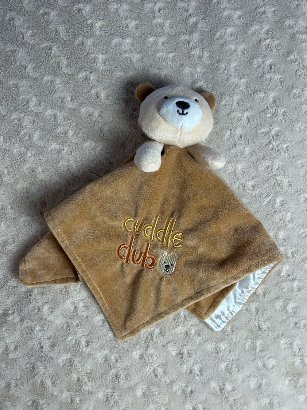 Baby Starters Cuddle Club Teddy Bear Lovey Security Blanket Tan Brown White